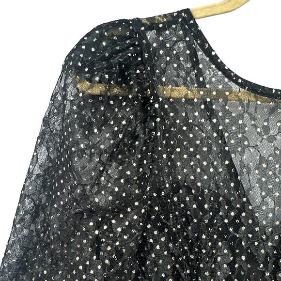 VTG 90s Black Mini Party Dress 9 Prom Puff Slv Tiered Witch Goth Grunge Punk Bow - Picture 4 of 16